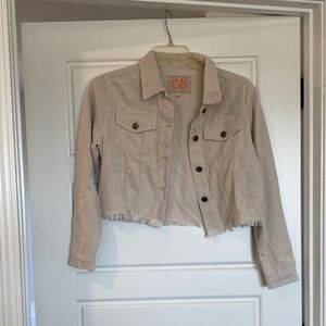 Gianni Bini Beige Cropped Jean Jacket
